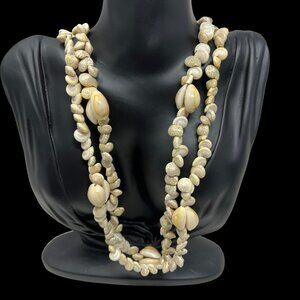 Seashell Necklace Lot‎ of Two Cowry Shell Stations 34 inches
